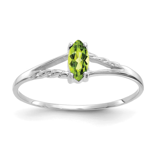 14k White Gold 6x3 Marquise Peridot Birthstone Ring