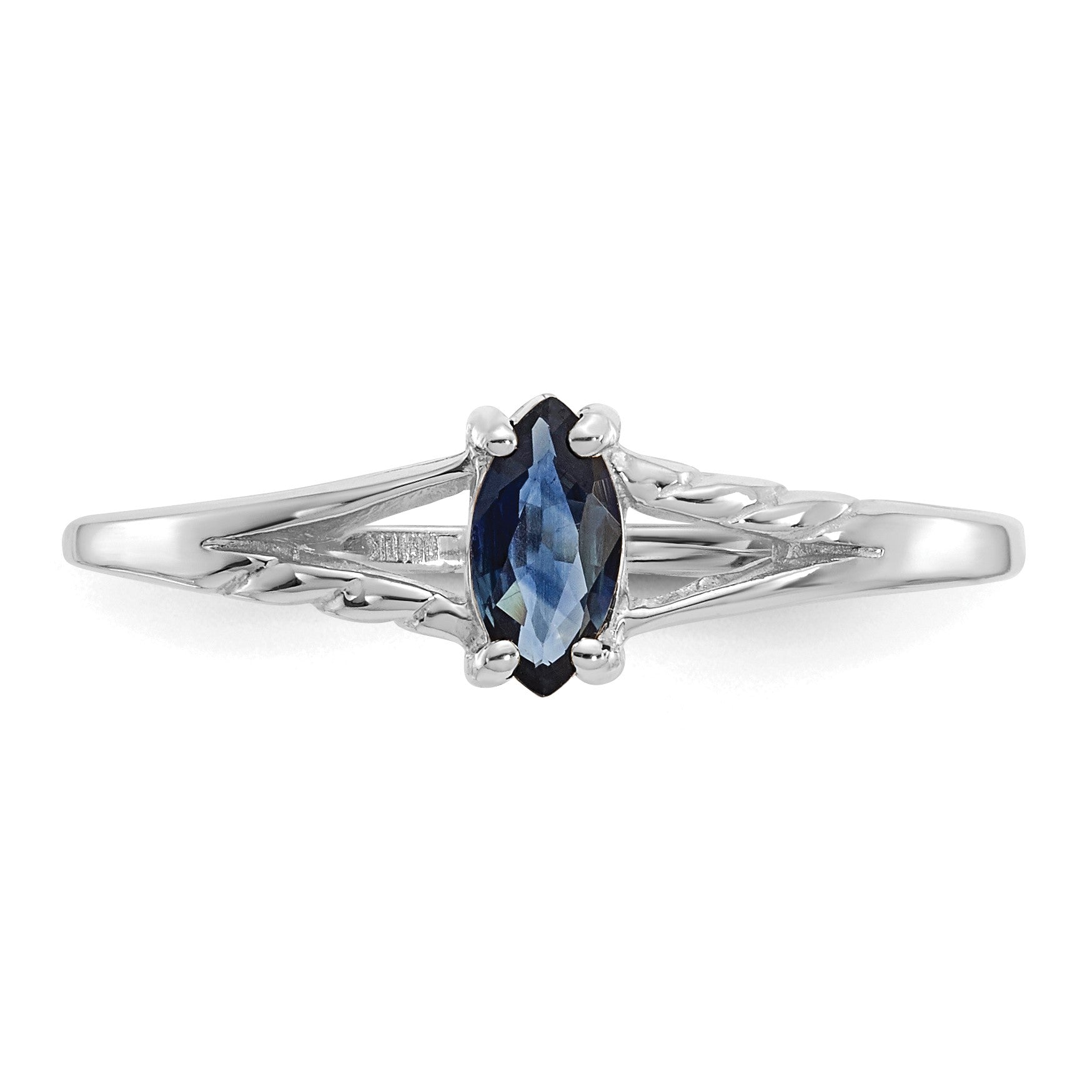 14k White Gold 6x3 Marquise Sapphire Birthstone Ring