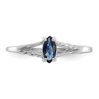 14k White Gold 6x3 Marquise Sapphire Birthstone Ring