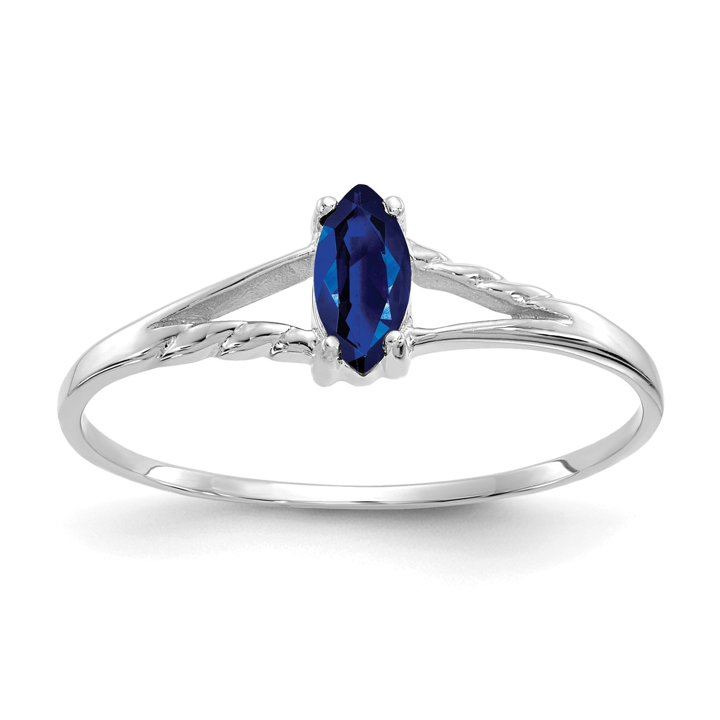 14k White Gold 6x3 Marquise Sapphire Birthstone Ring