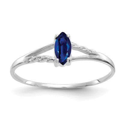 14k White Gold 6x3 Marquise Sapphire Birthstone Ring