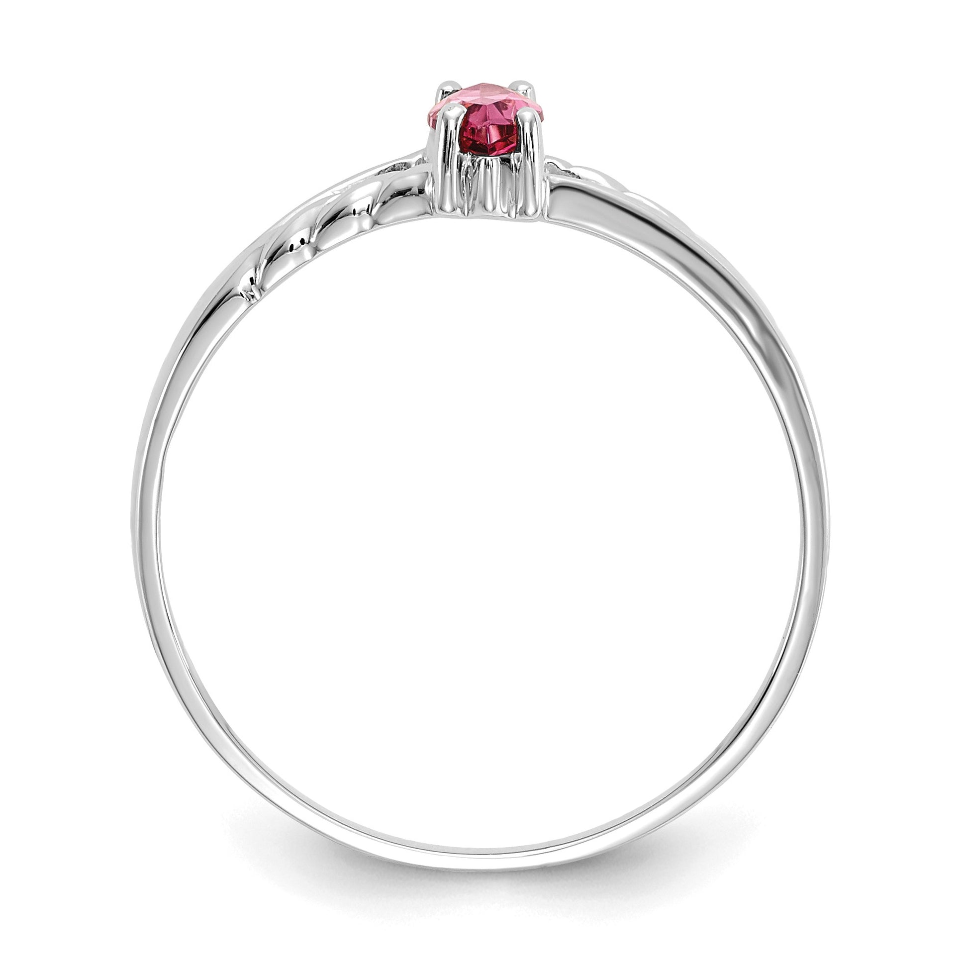 14k White Gold 6x3 Marquise Pink Tourmaline Birthstone Ring