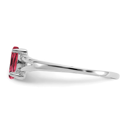 14k White Gold 6x3 Marquise Pink Tourmaline Birthstone Ring