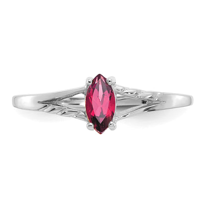 14k White Gold 6x3 Marquise Pink Tourmaline Birthstone Ring
