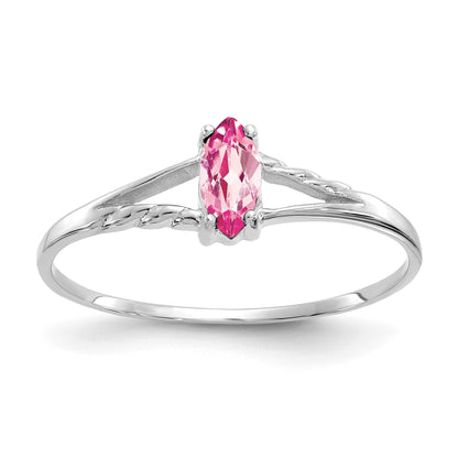 14k White Gold 6x3 Marquise Pink Tourmaline Birthstone Ring