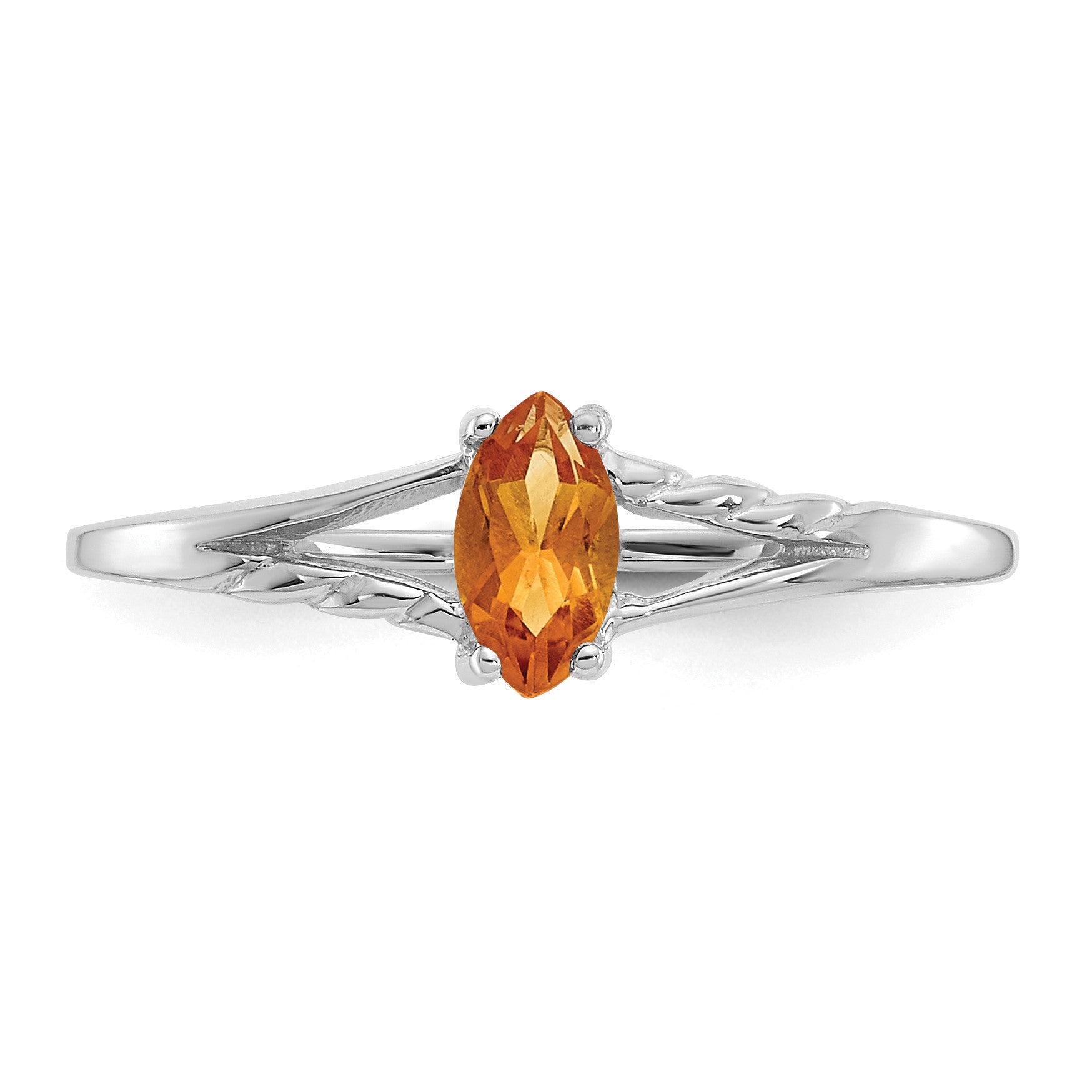 14k White Gold 6x3 Marquise Citrine Birthstone Ring