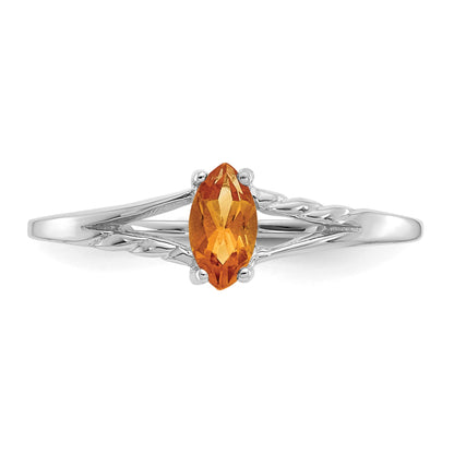 14k White Gold 6x3 Marquise Citrine Birthstone Ring