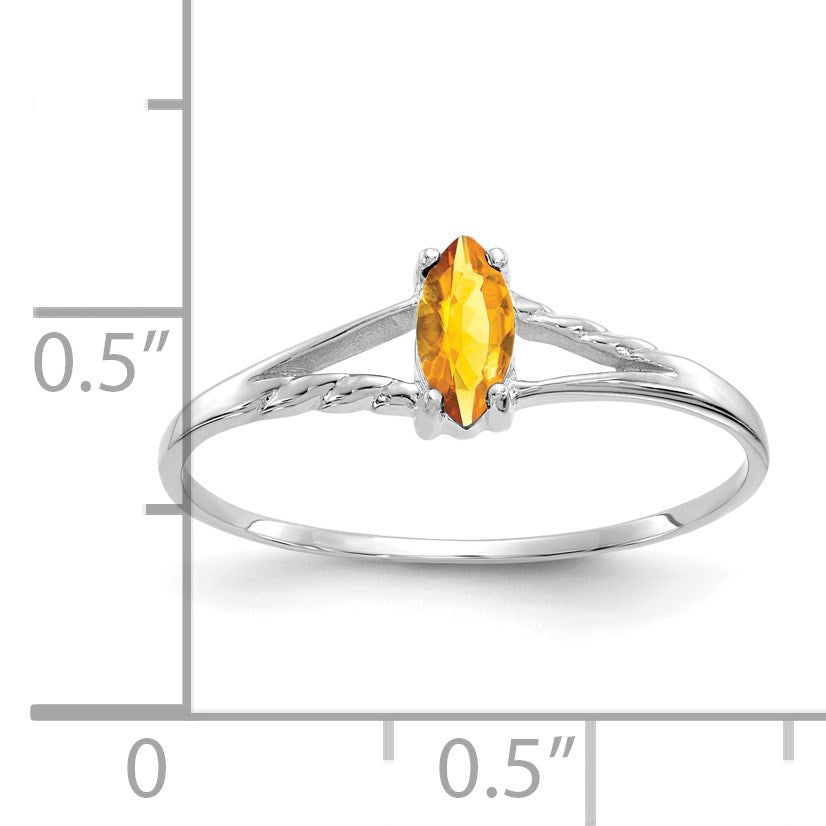 14k White Gold 6x3 Marquise Citrine Birthstone Ring