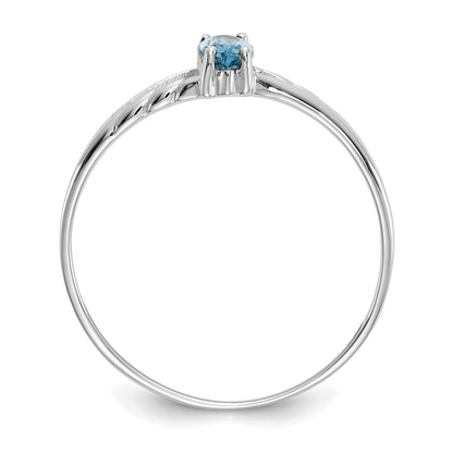 14k White Gold 6x3 Marquise Blue Topaz Birthstone Ring
