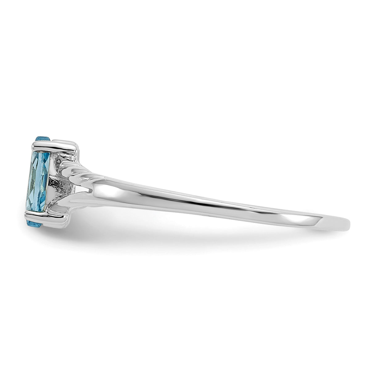 14k White Gold 6x3 Marquise Blue Topaz Birthstone Ring