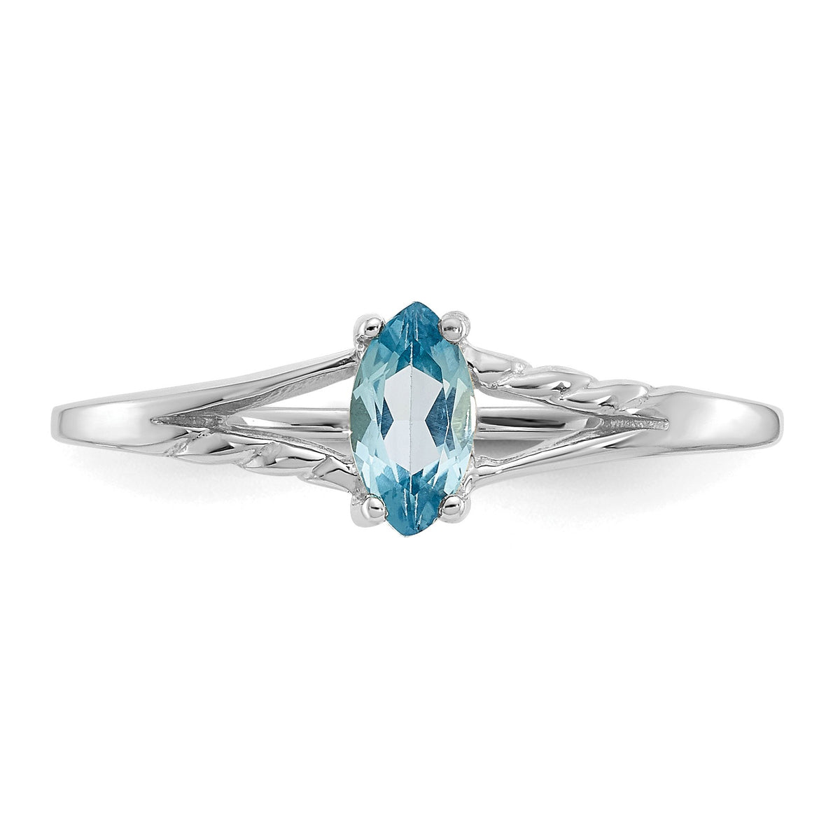 14k White Gold 6x3 Marquise Blue Topaz Birthstone Ring