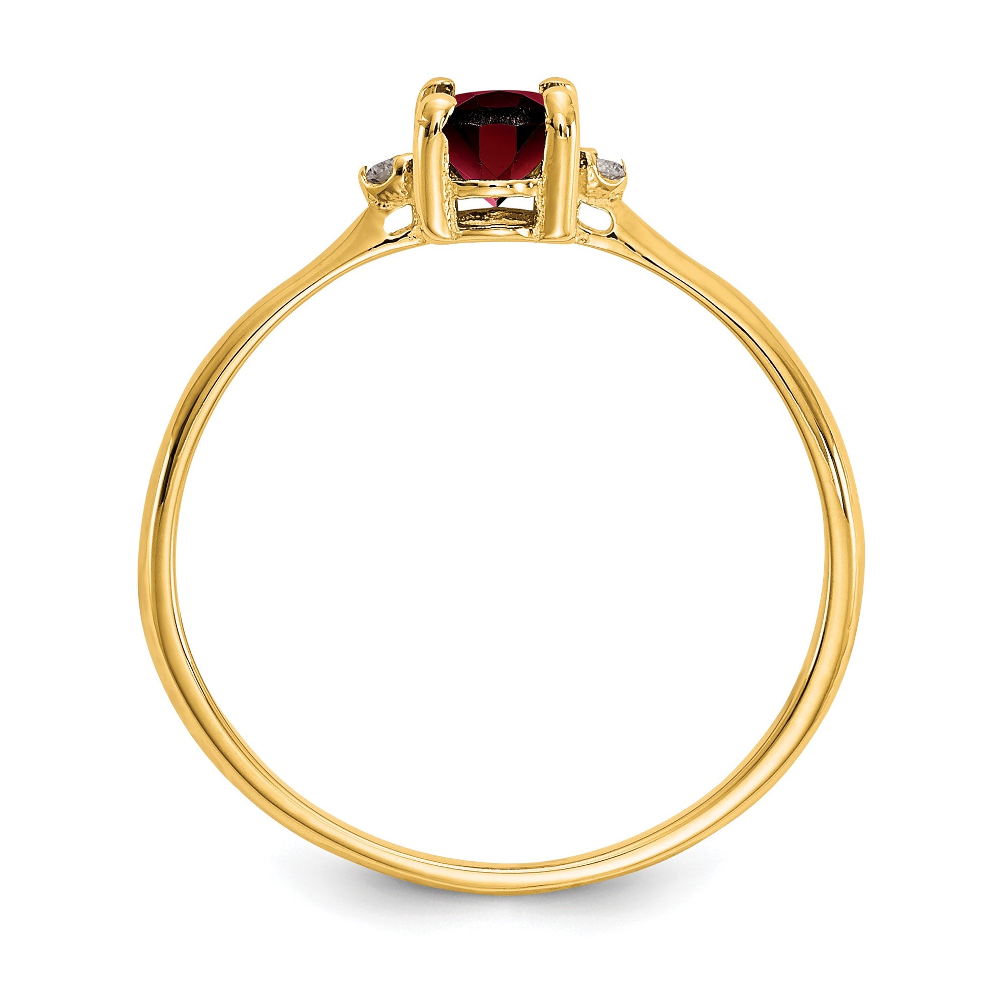 14k Diamond and 6x4 Oval Garnet Birthstone Ring