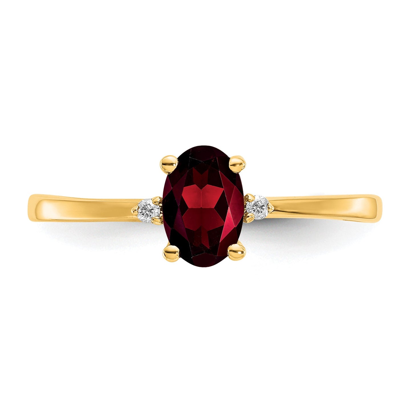 14k Diamond and 6x4 Oval Garnet Birthstone Ring