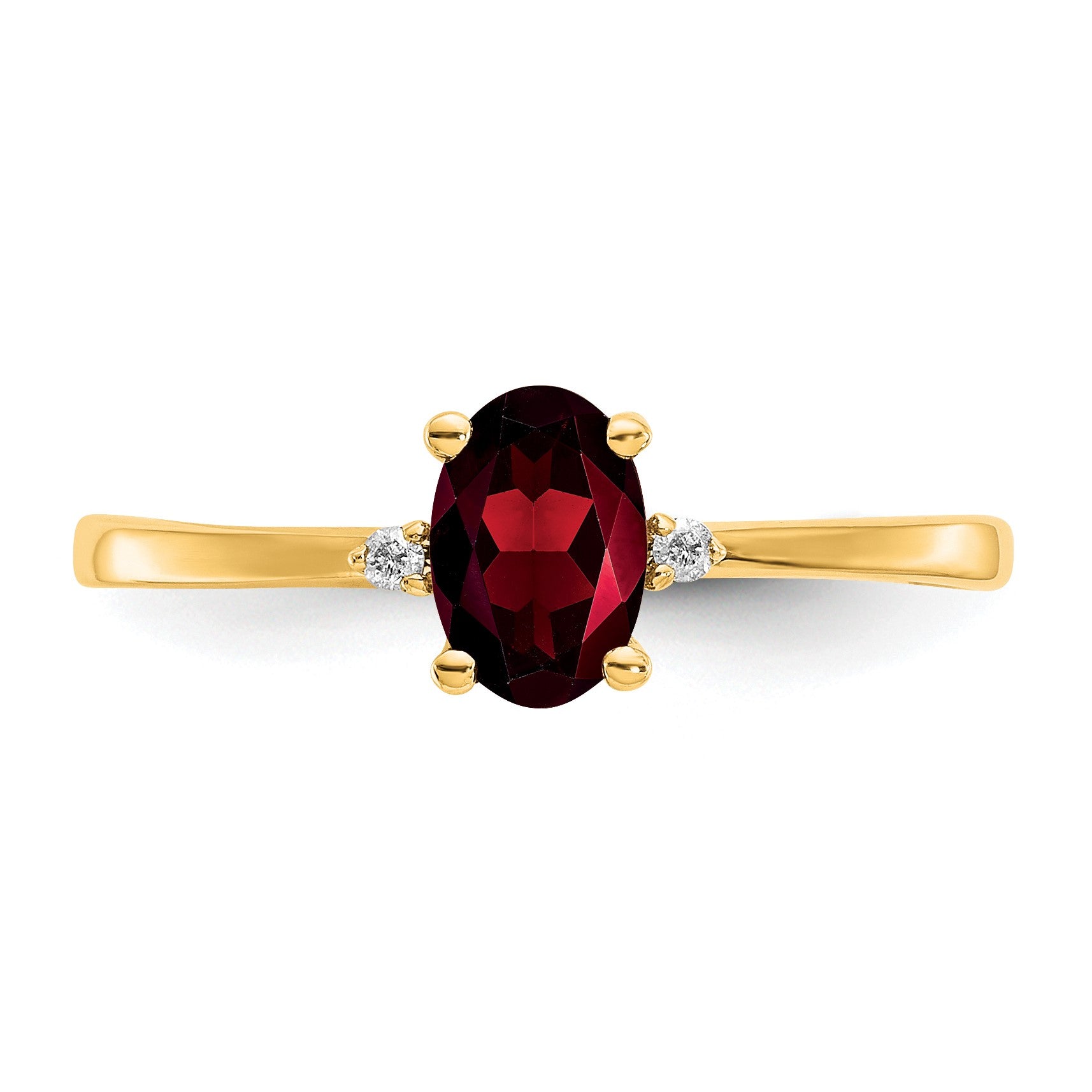 14k Diamond and 6x4 Oval Garnet Birthstone Ring