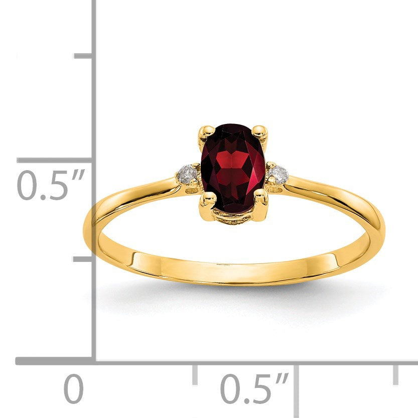 14k Diamond and 6x4 Oval Garnet Birthstone Ring