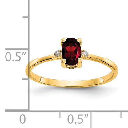 14k Diamond and 6x4 Oval Garnet Birthstone Ring