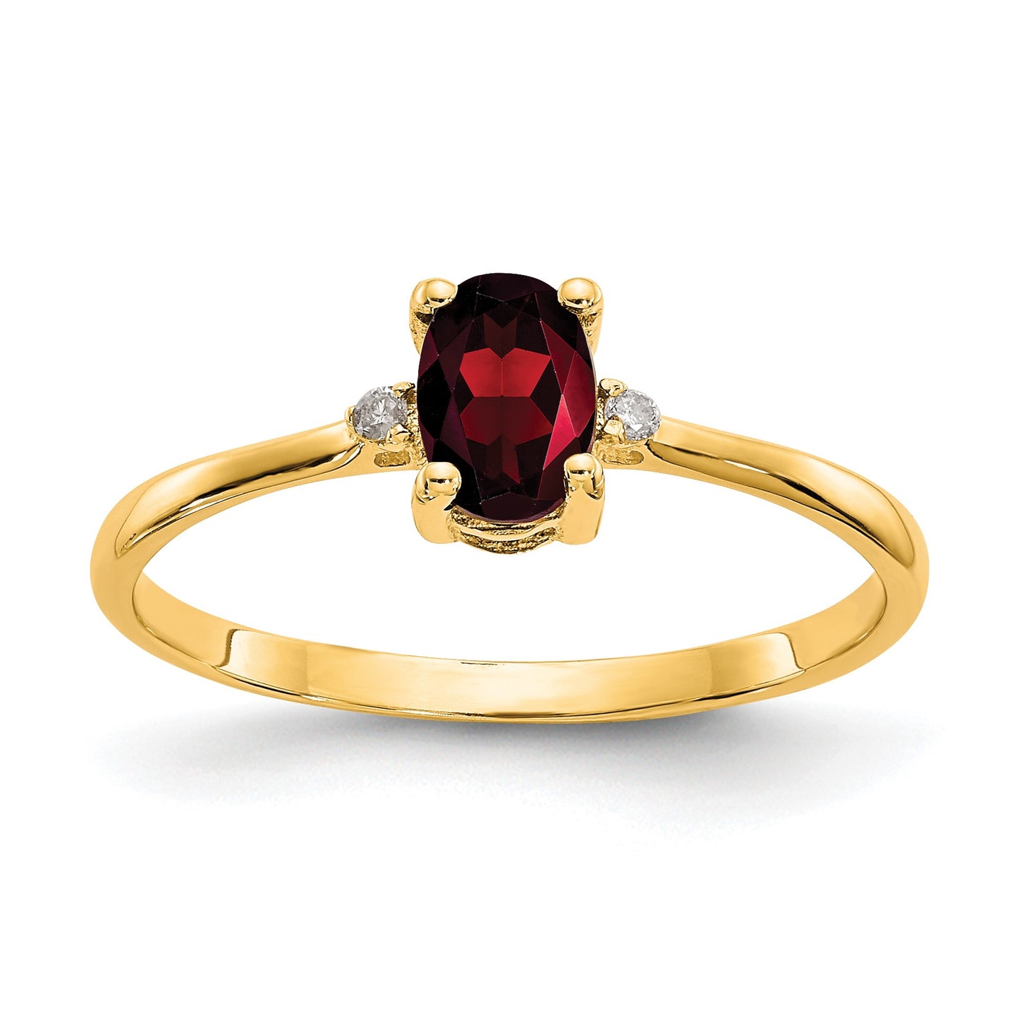 14k Diamond and 6x4 Oval Garnet Birthstone Ring