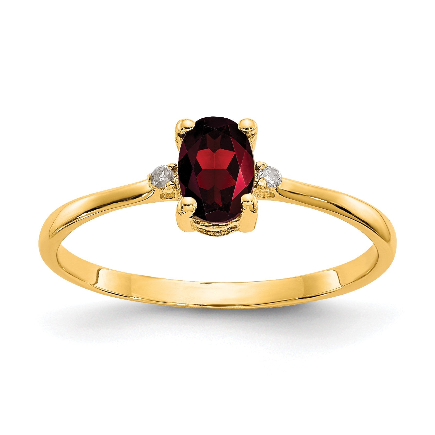 14k Diamond and 6x4 Oval Garnet Birthstone Ring