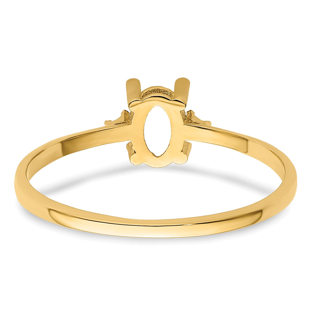 14k Diamond and 6x4 Oval Birthstone Ring Mounting