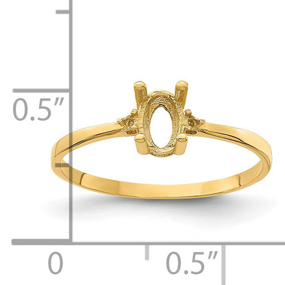 14k Diamond and 6x4 Oval Birthstone Ring Mounting