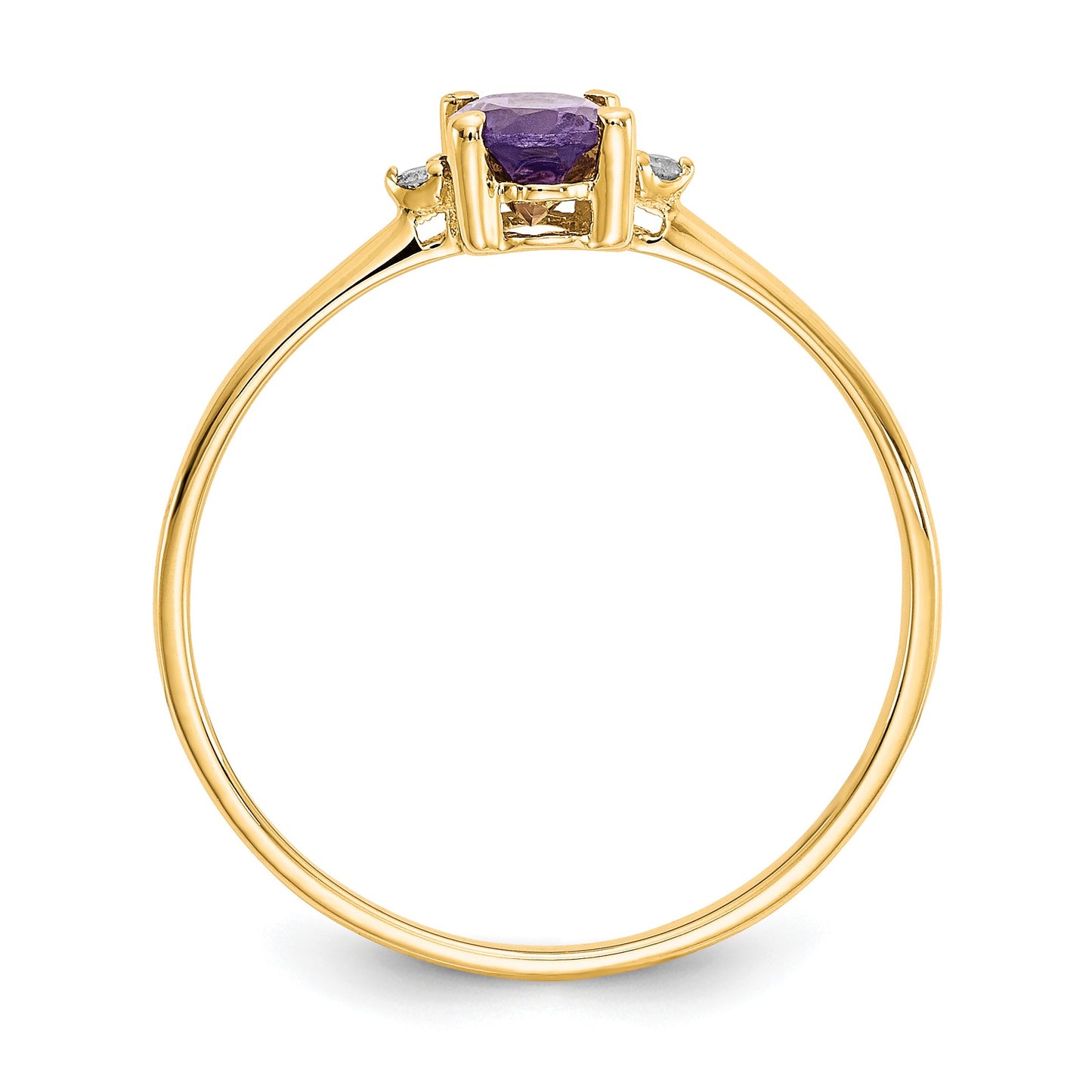 14k Diamond and 6x4 Oval Amethyst Birthstone Ring