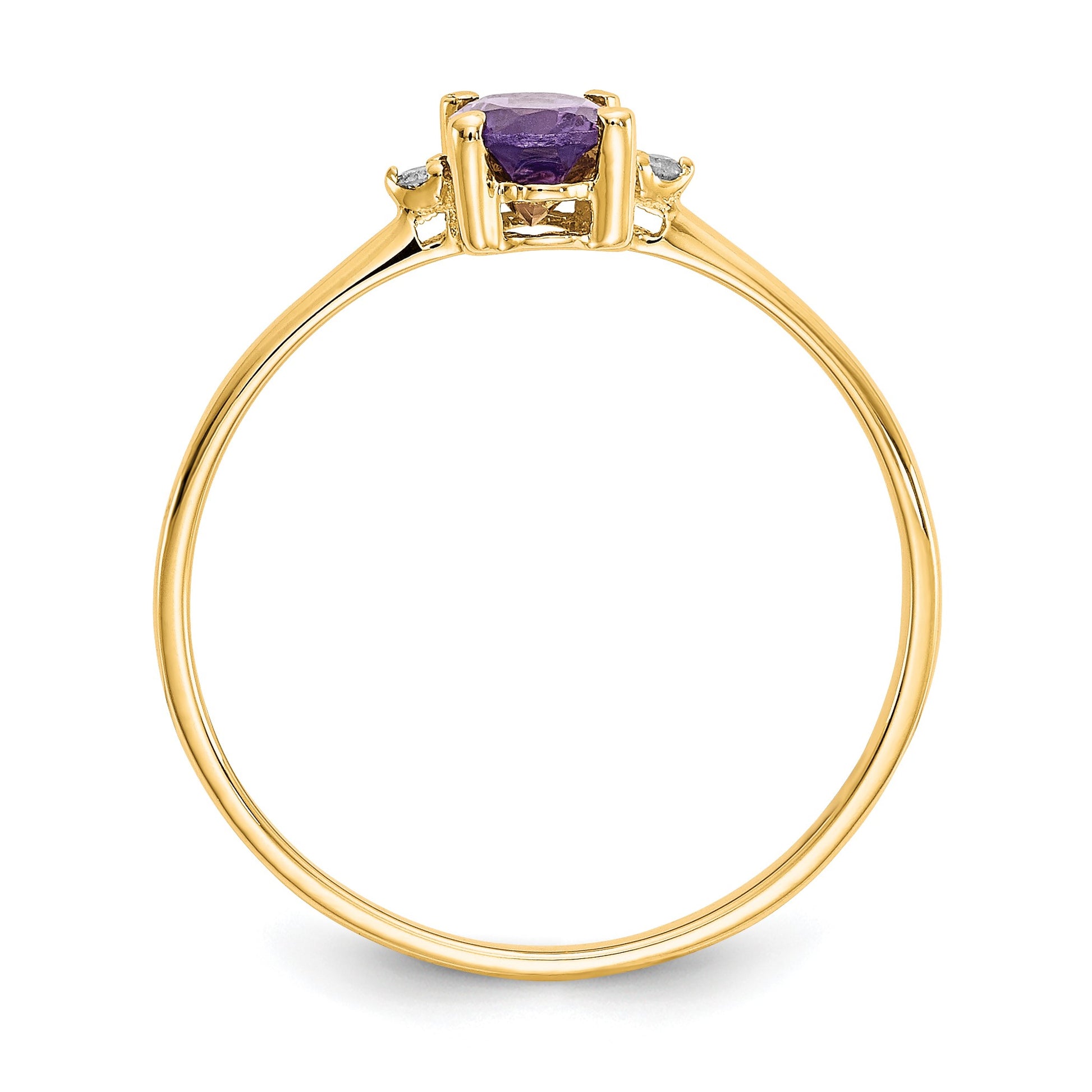 14k Diamond and 6x4 Oval Amethyst Birthstone Ring