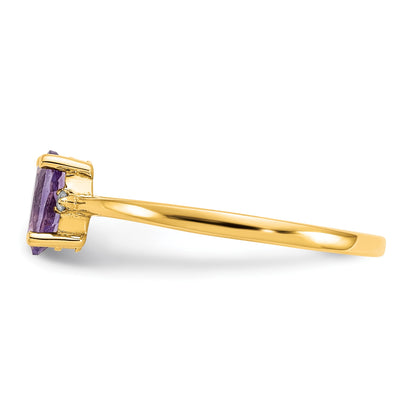 14k Diamond and 6x4 Oval Amethyst Birthstone Ring