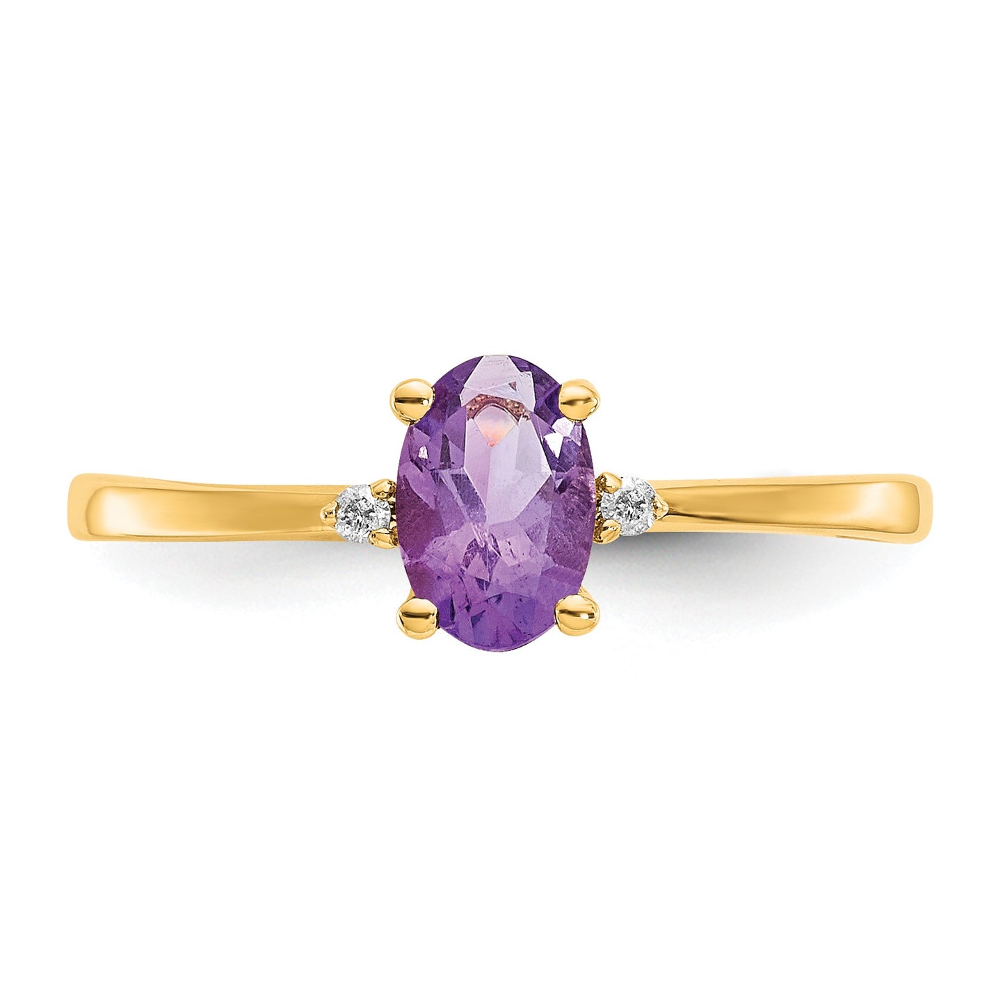 14k Diamond and 6x4 Oval Amethyst Birthstone Ring