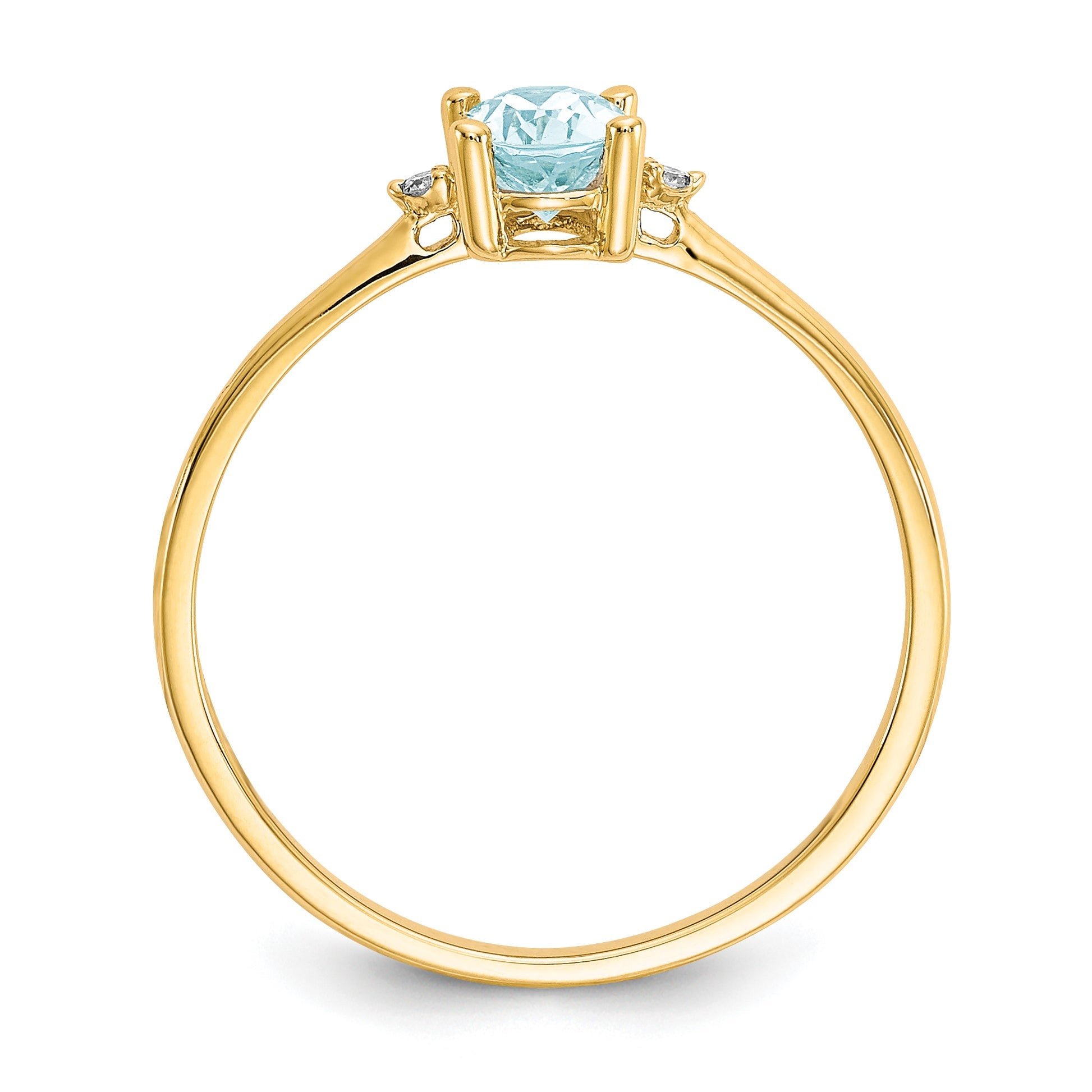 14k Diamond and 6x4 Oval Aquamarine Birthstone Ring