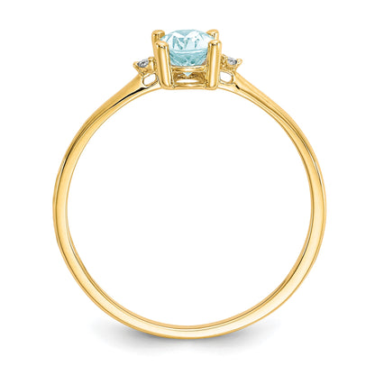 14k Diamond and 6x4 Oval Aquamarine Birthstone Ring