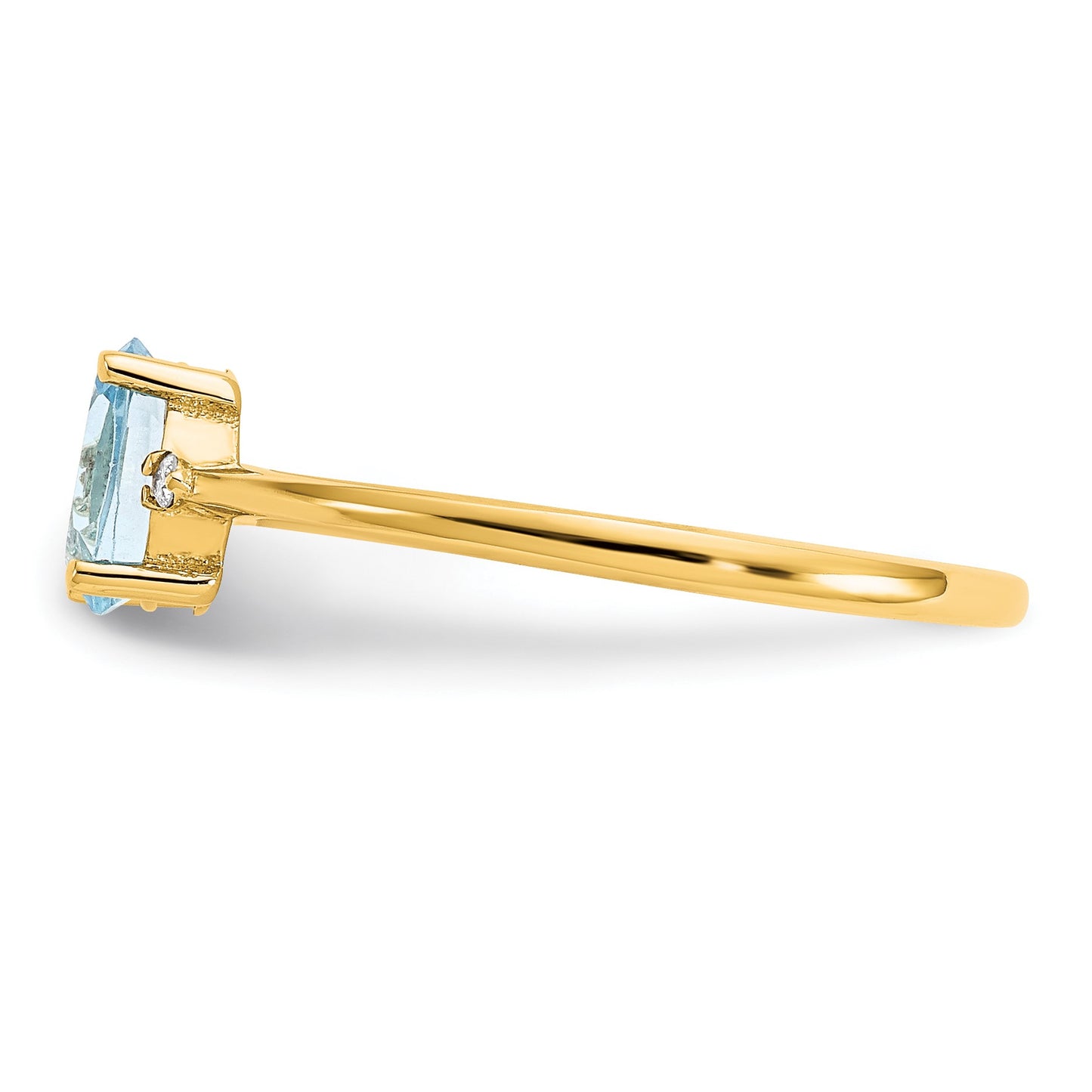 14k Diamond and 6x4 Oval Aquamarine Birthstone Ring