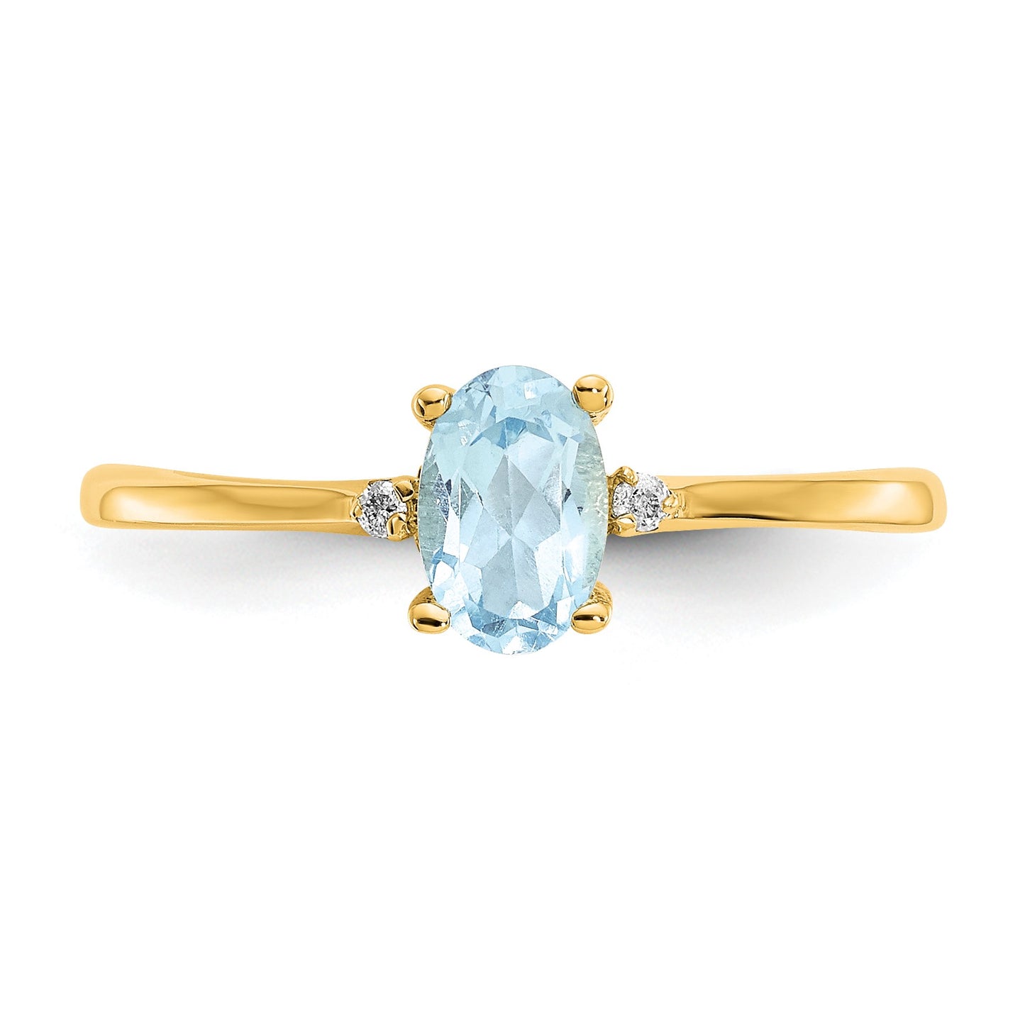 14k Diamond and 6x4 Oval Aquamarine Birthstone Ring