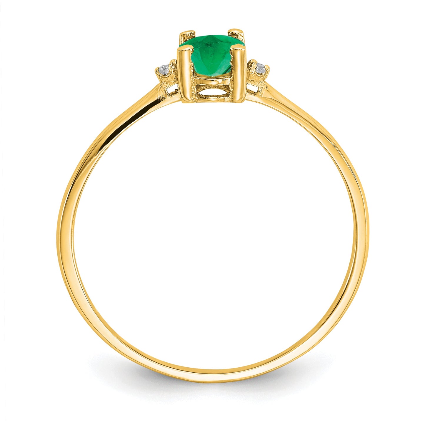 14k Diamond and 6x4 Oval Emerald Birthstone Ring