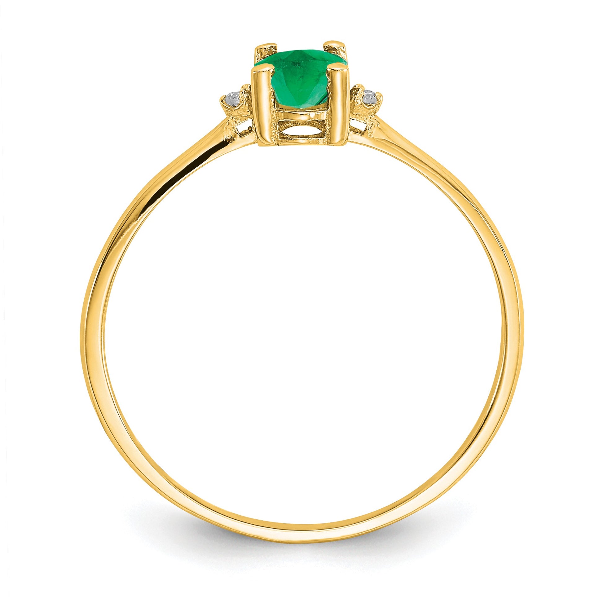 14k Diamond and 6x4 Oval Emerald Birthstone Ring
