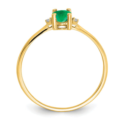 14k Diamond and 6x4 Oval Emerald Birthstone Ring