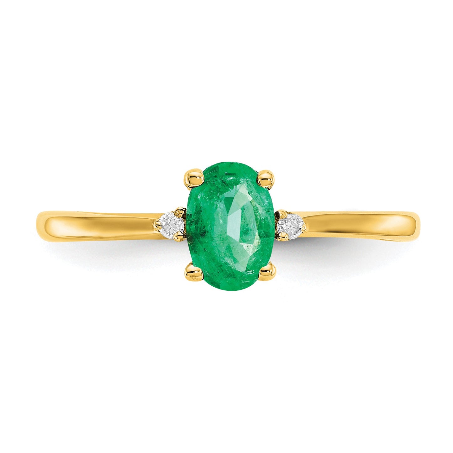 14k Diamond and 6x4 Oval Emerald Birthstone Ring