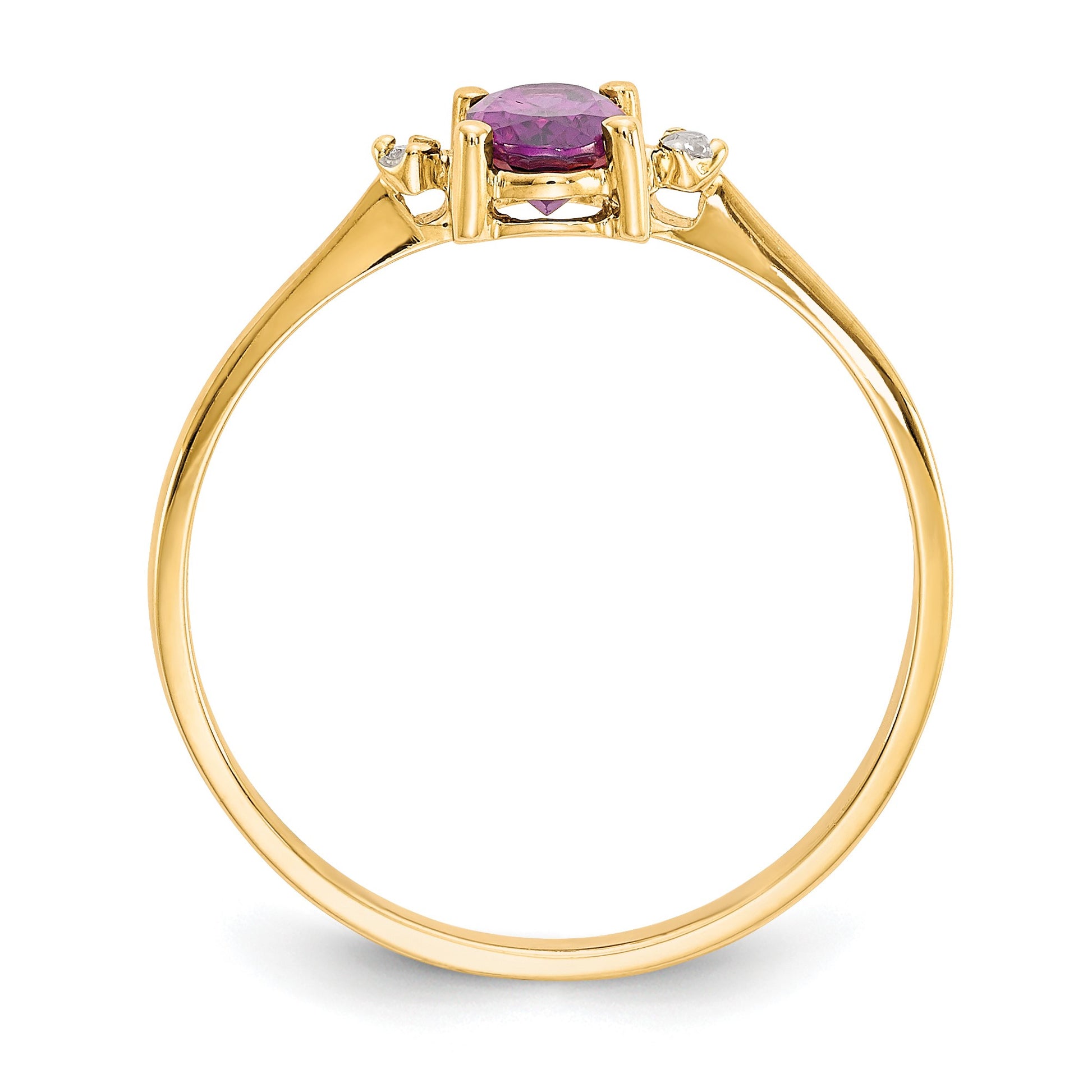 14k Diamond and 6x4 Oval Rhodolite Garnet Birthstone Ring