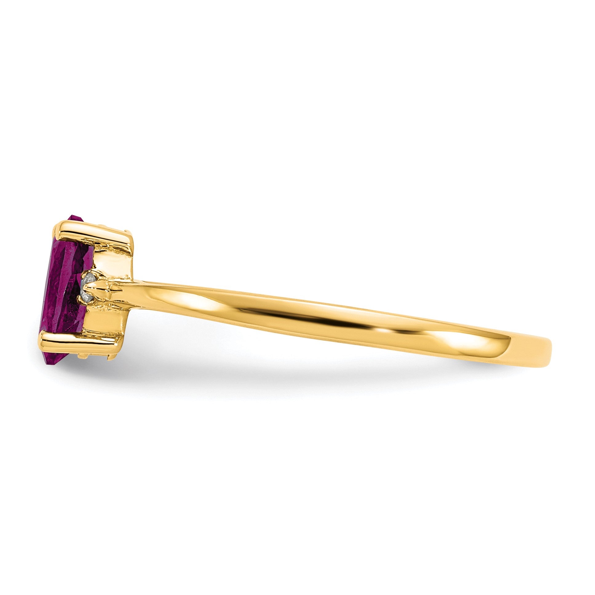14k Diamond and 6x4 Oval Rhodolite Garnet Birthstone Ring