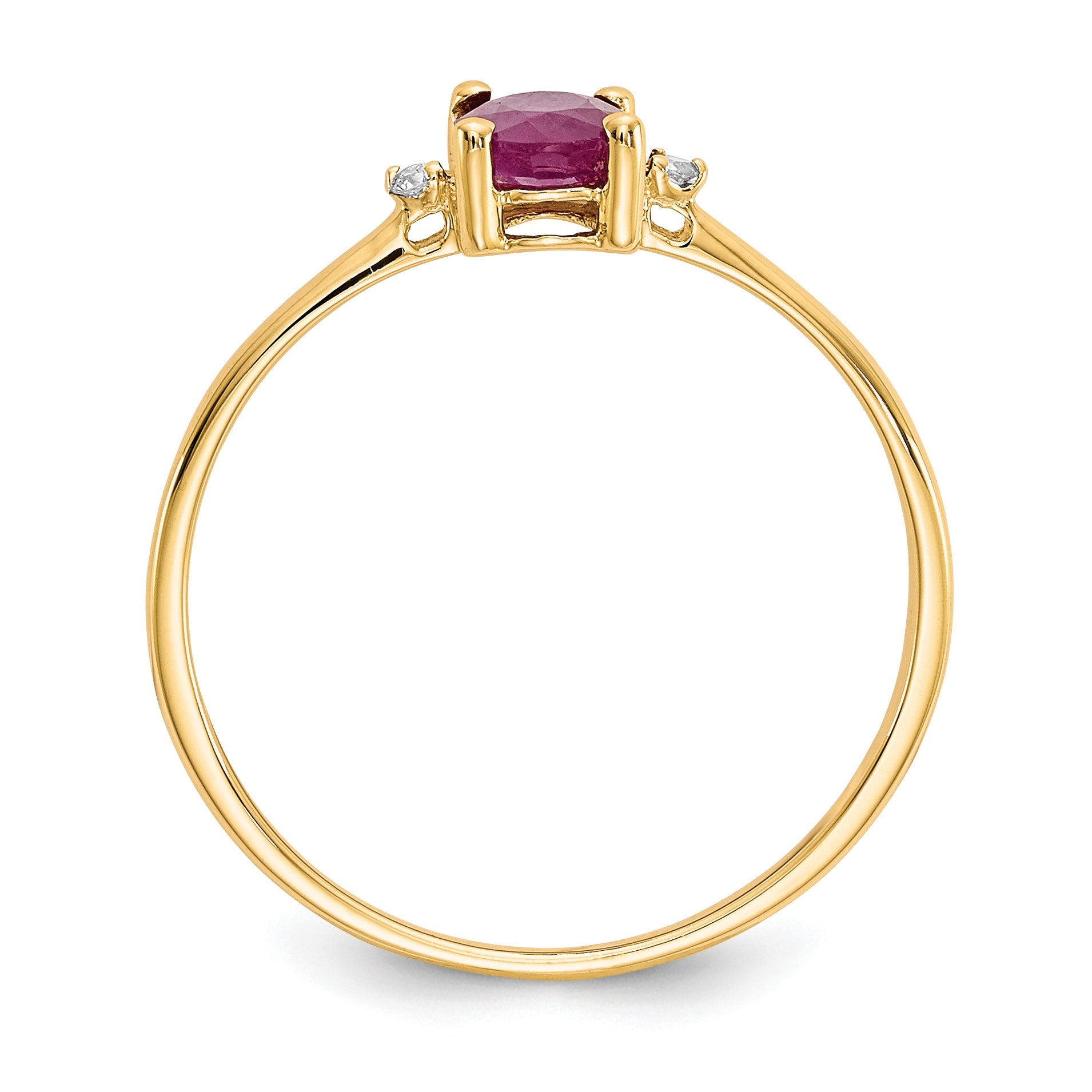 14k Diamond and 6x4 Oval Ruby Birthstone Ring