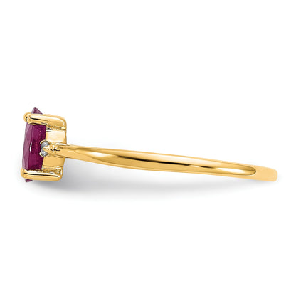 14k Diamond and 6x4 Oval Ruby Birthstone Ring