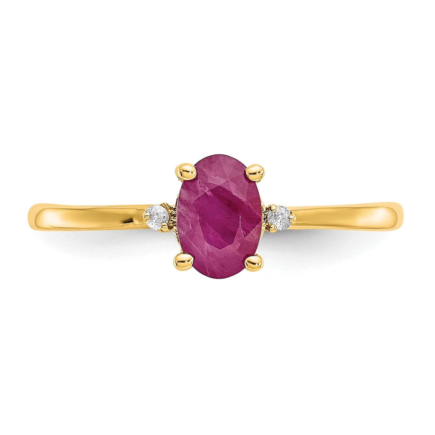 14k Diamond and 6x4 Oval Ruby Birthstone Ring
