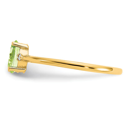 14k Diamond and 6x4 Oval Peridot Birthstone Ring