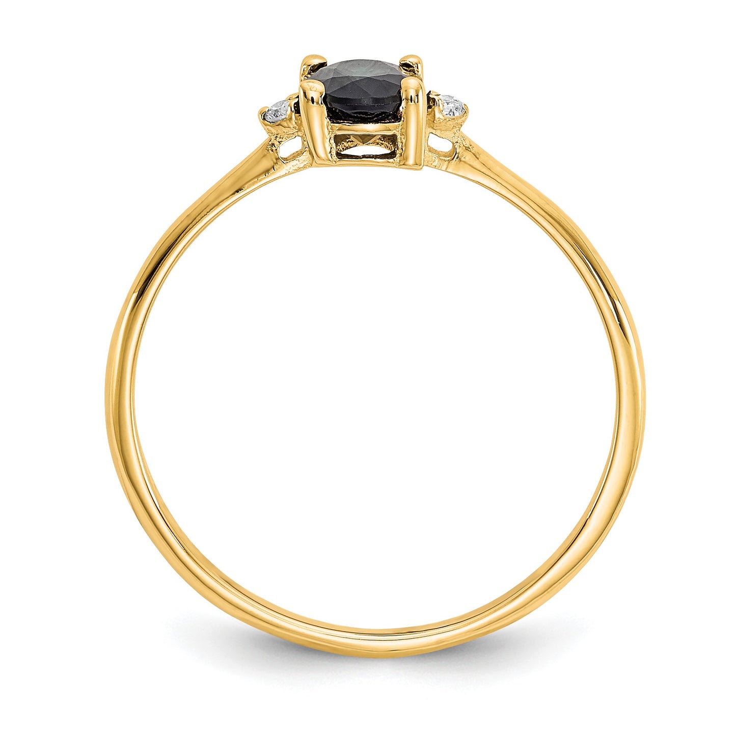 14k Diamond and 6x4 Oval Sapphire Birthstone Ring