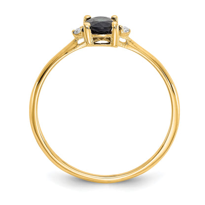 14k Diamond and 6x4 Oval Sapphire Birthstone Ring