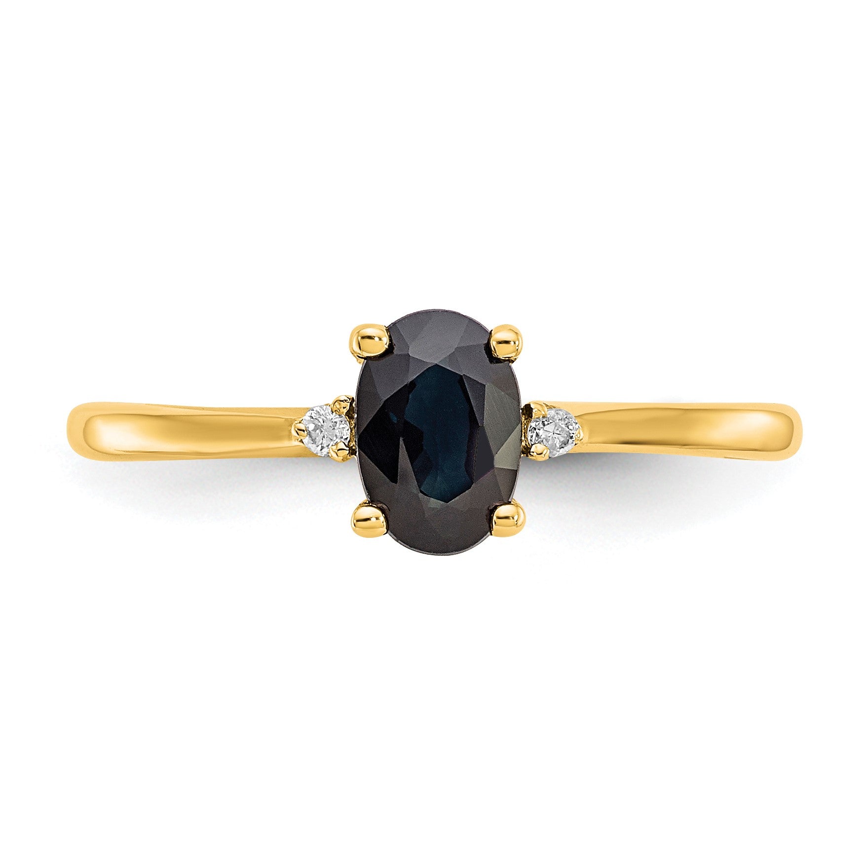 14k Diamond and 6x4 Oval Sapphire Birthstone Ring