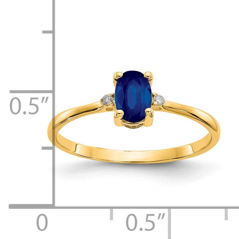 14k Diamond and 6x4 Oval Sapphire Birthstone Ring