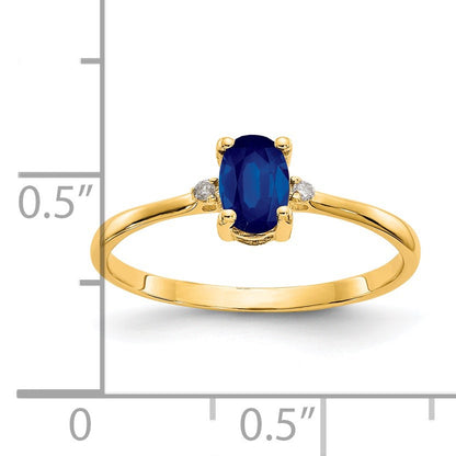 14k Diamond and 6x4 Oval Sapphire Birthstone Ring