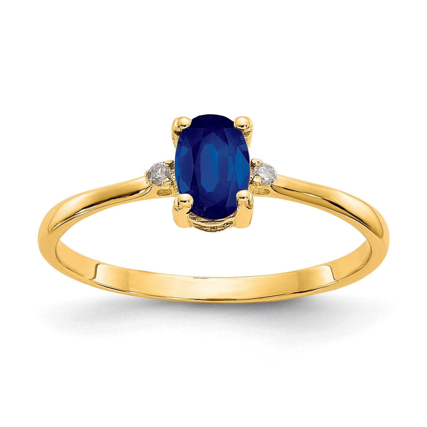 14k Diamond and 6x4 Oval Sapphire Birthstone Ring