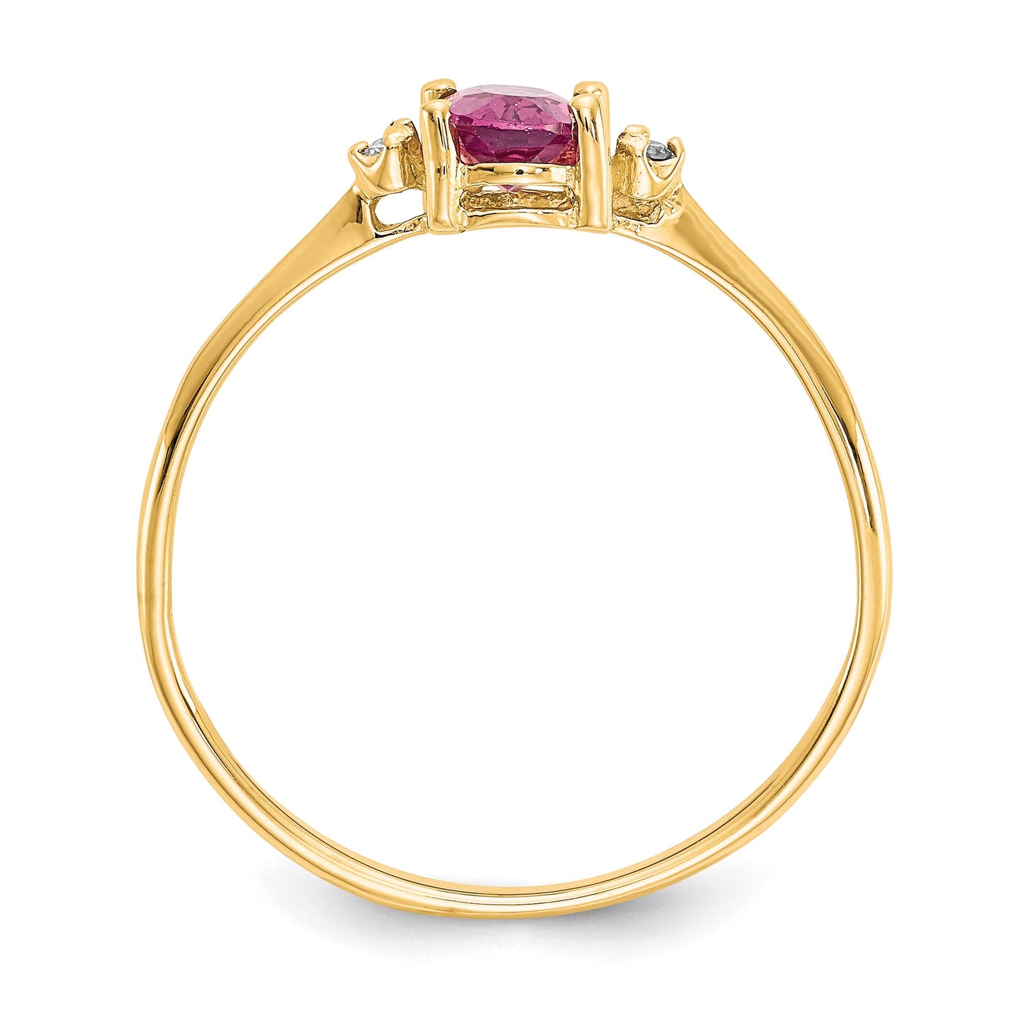 14k Diamond and 6x4 Oval Pink Tourmaline Birthstone Ring