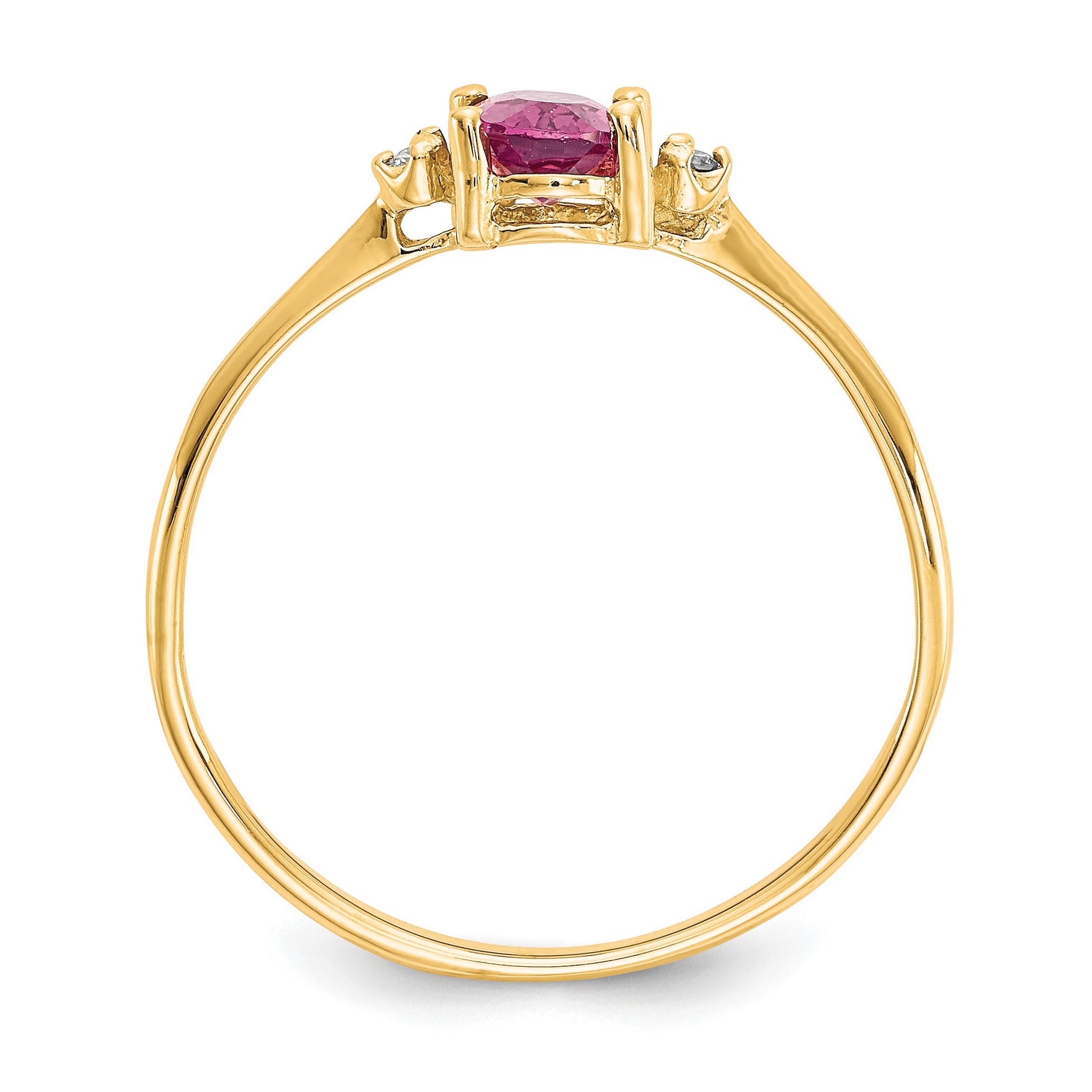 14k Diamond and 6x4 Oval Pink Tourmaline Birthstone Ring